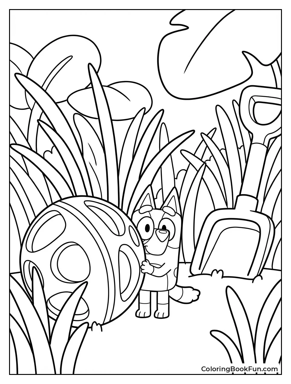 Tiny Bluey in Giant Yard