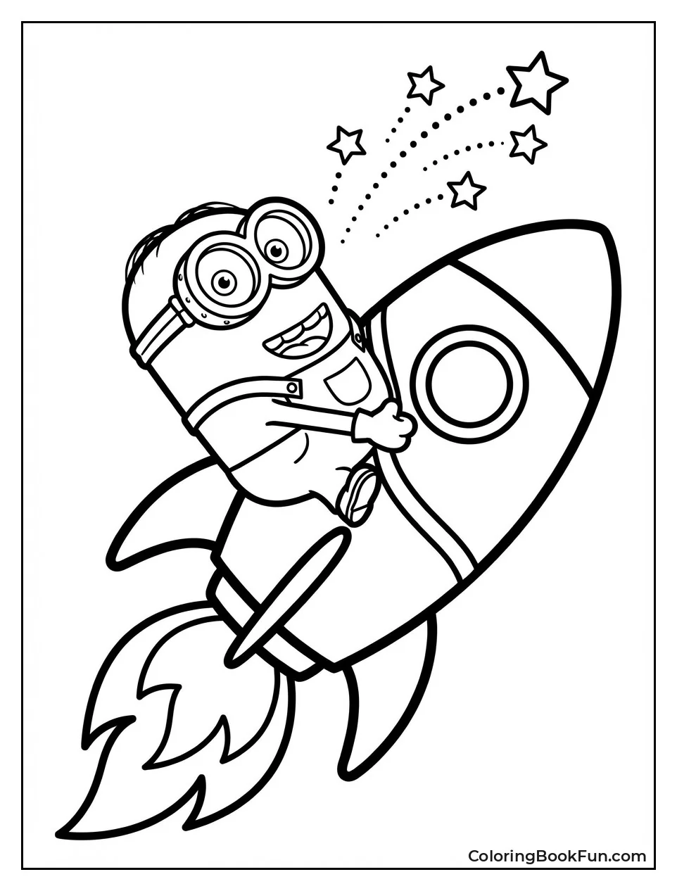 Minion Rides Blasting Rocket