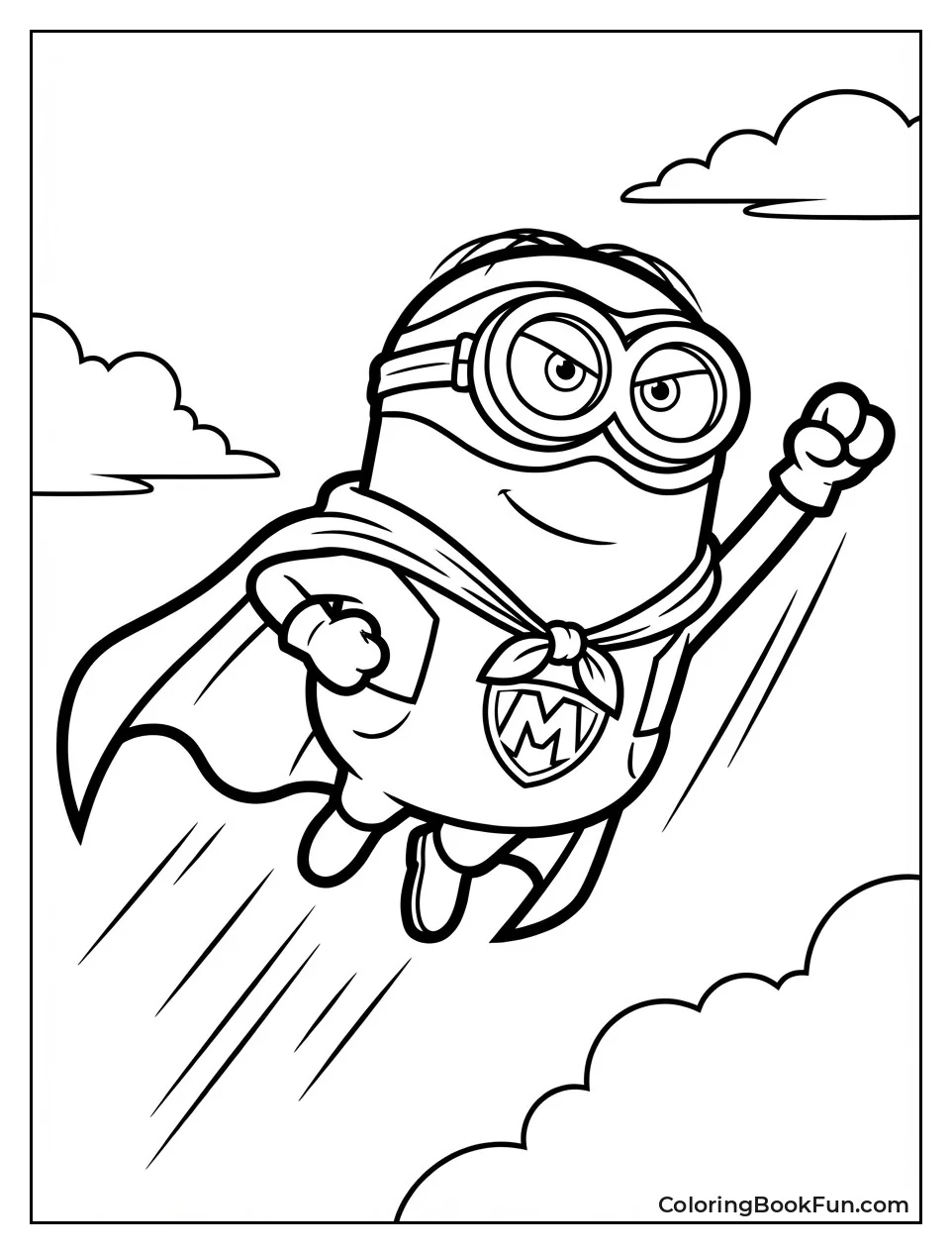 Superhero Minion Flies with Cape