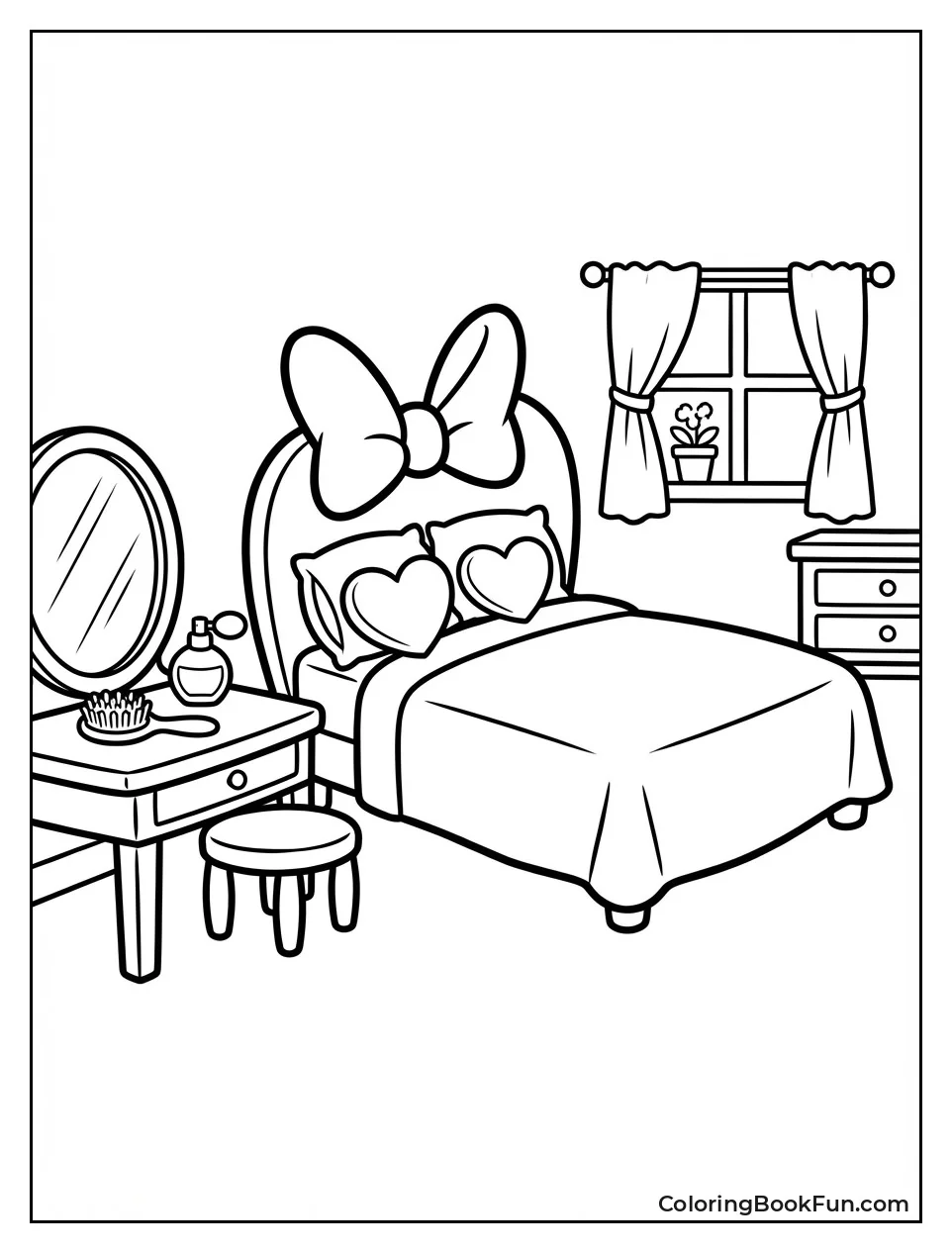 Minnie's Bedroom with Bow Headboard