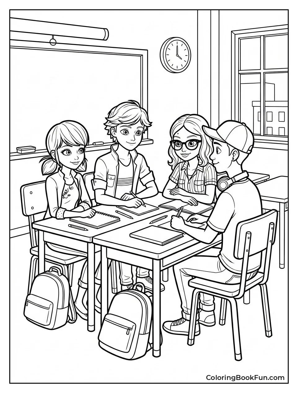 Friends Chat in Classroom