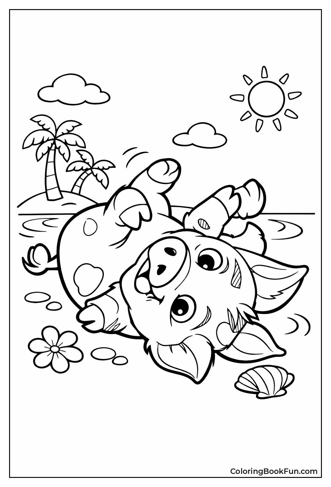 Pua Pig Rolls Playfully