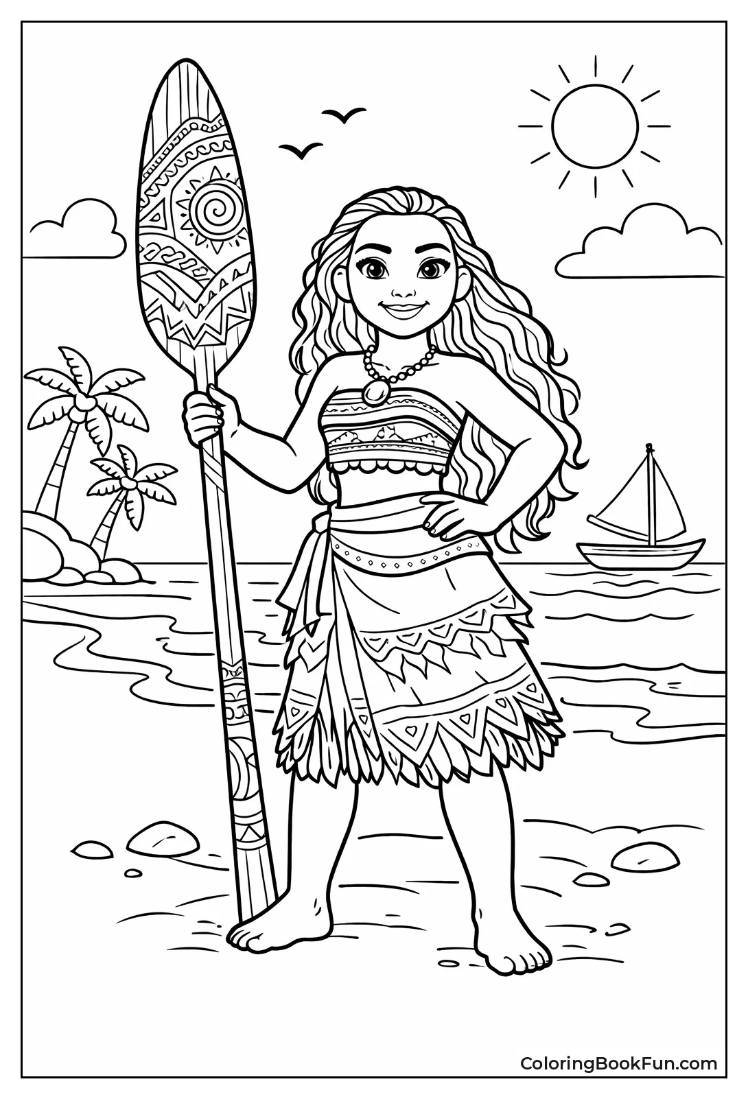 Moana Holds Wooden Oar