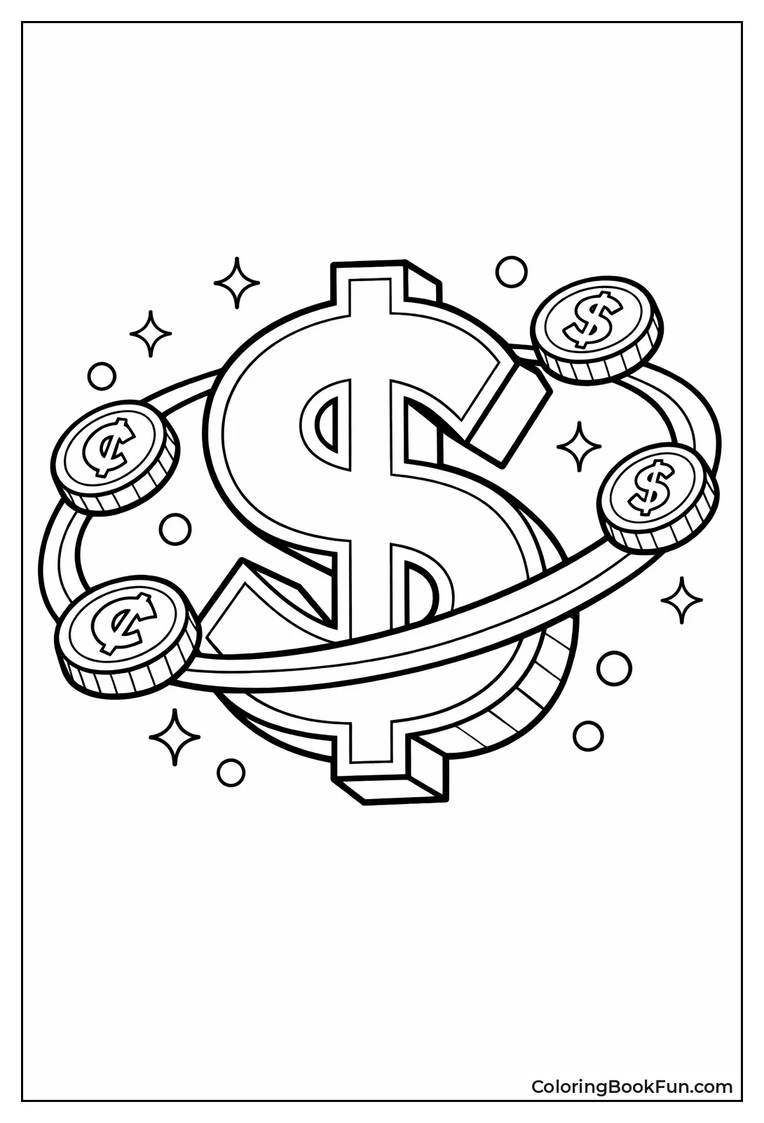 Block Dollar Sign Circles Coins