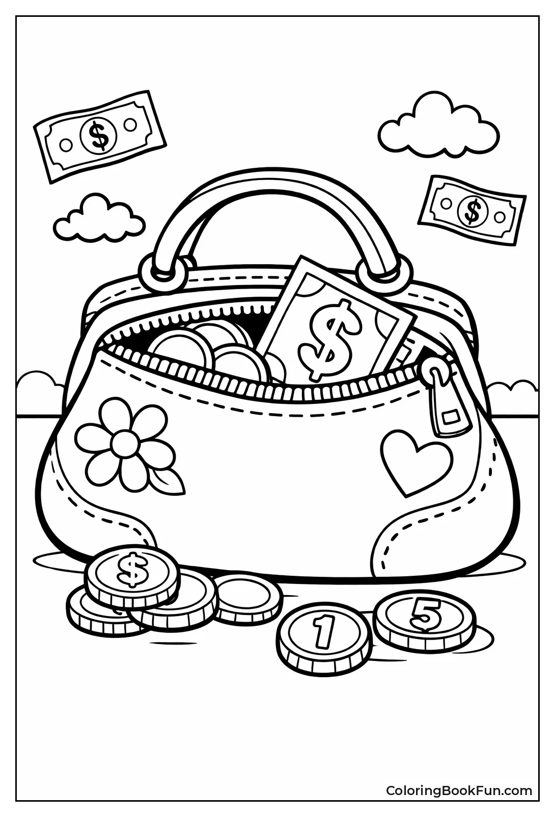 Purse Spills Dollar and Coins