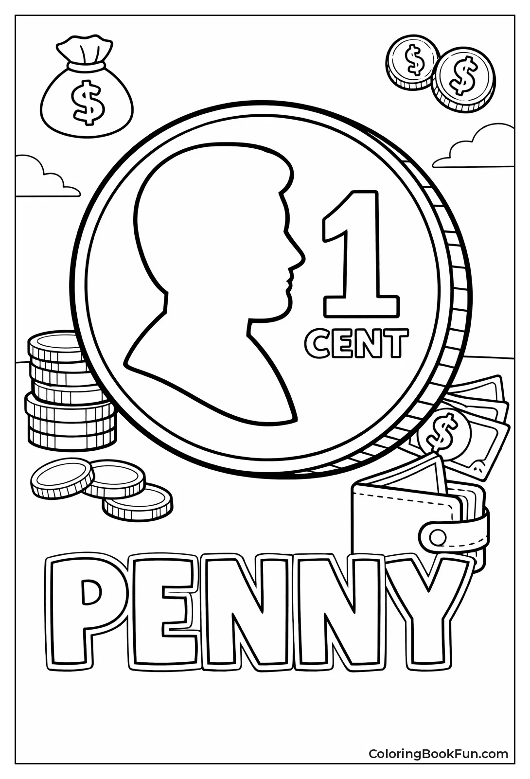 Big Penny Outline for Tracing