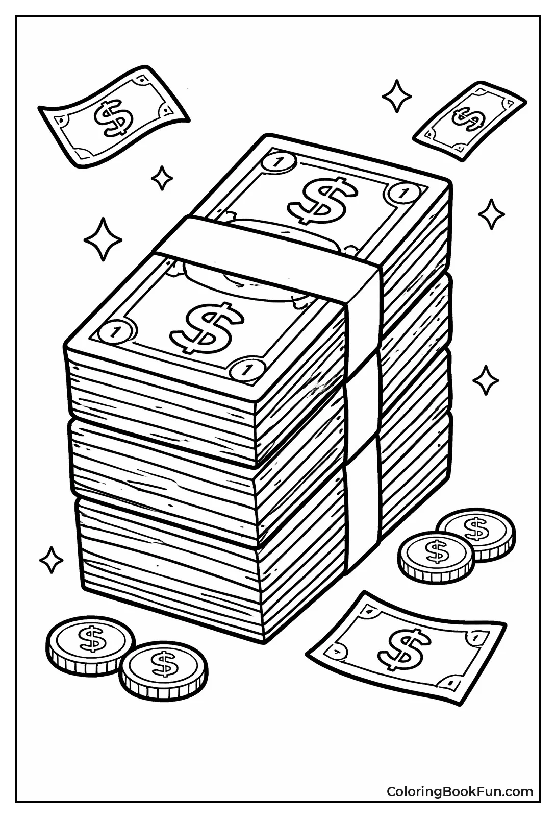 Tall Stack of Bundled Cash