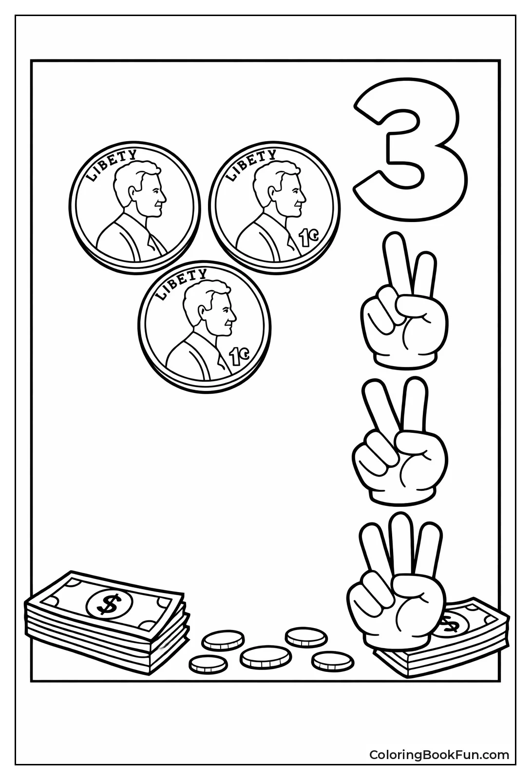 Three Pennies Count with Fingers