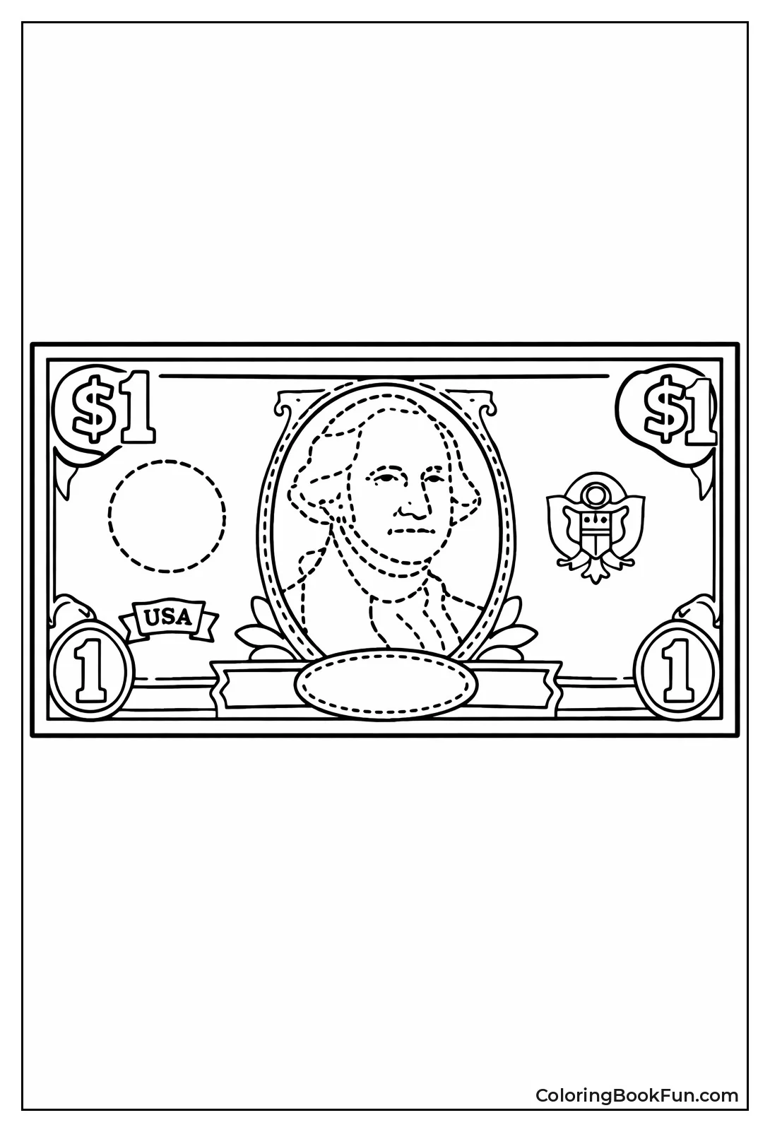 Washington on Dollar Bill Outline