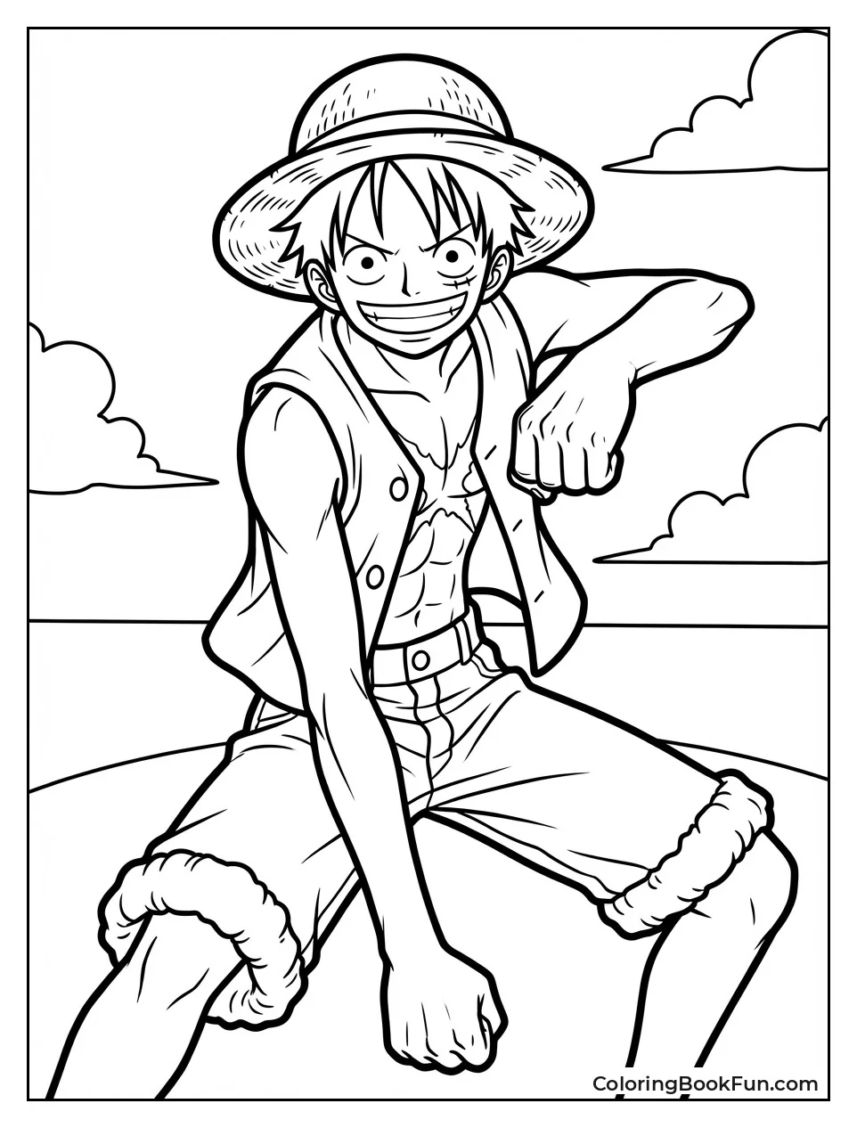 Grinning Luffy Poses for Adventure