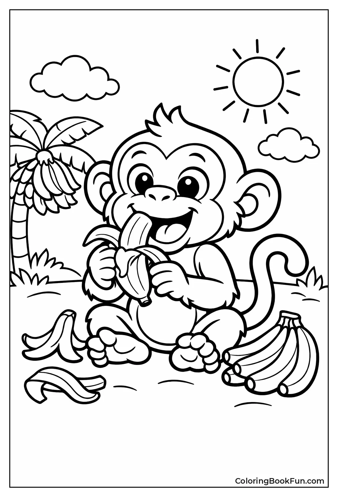 Monkey Peels and Eats Banana