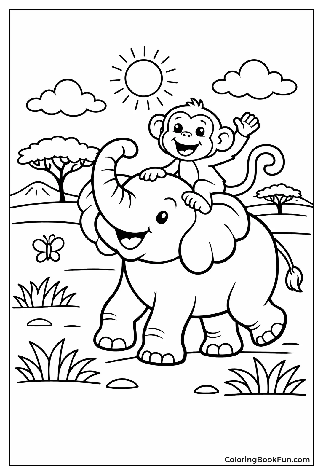 Monkey Rides Elephant Back