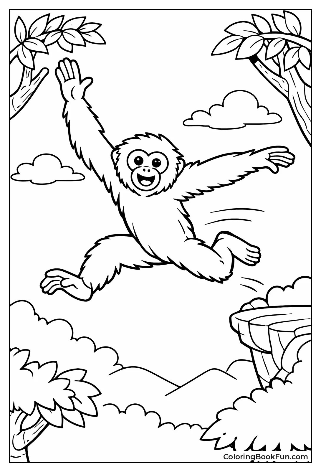 Gibbon Leaps Forest Trees
