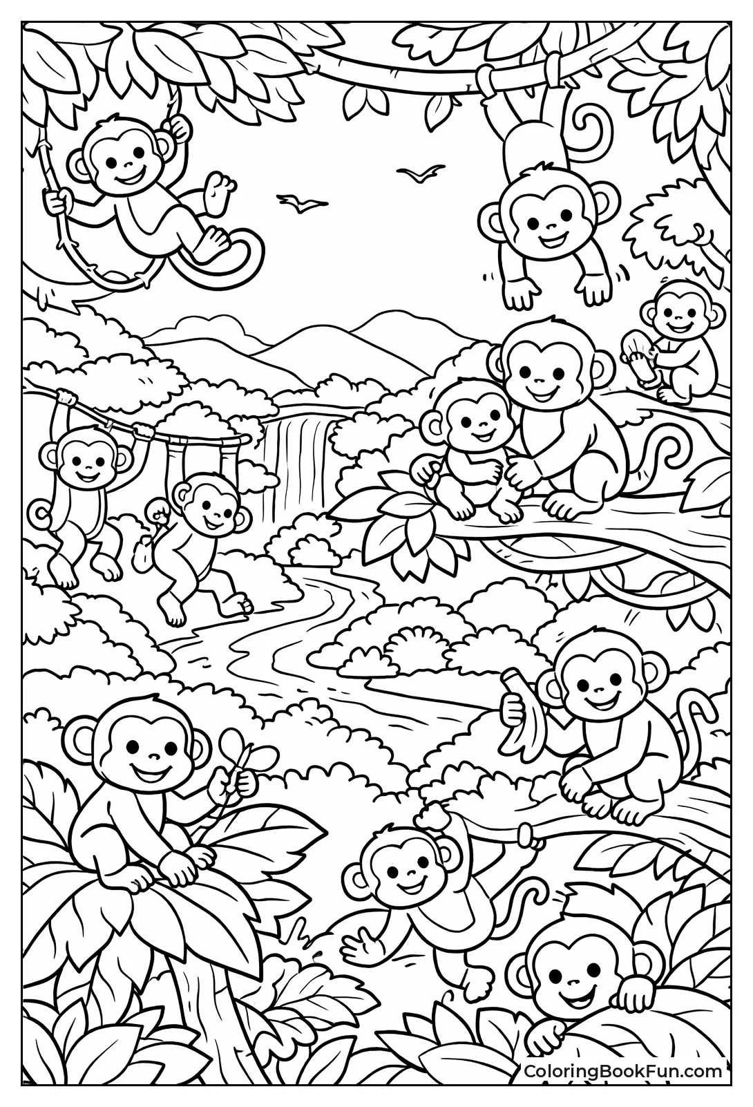 Monkeys Climb Jungle Canopy