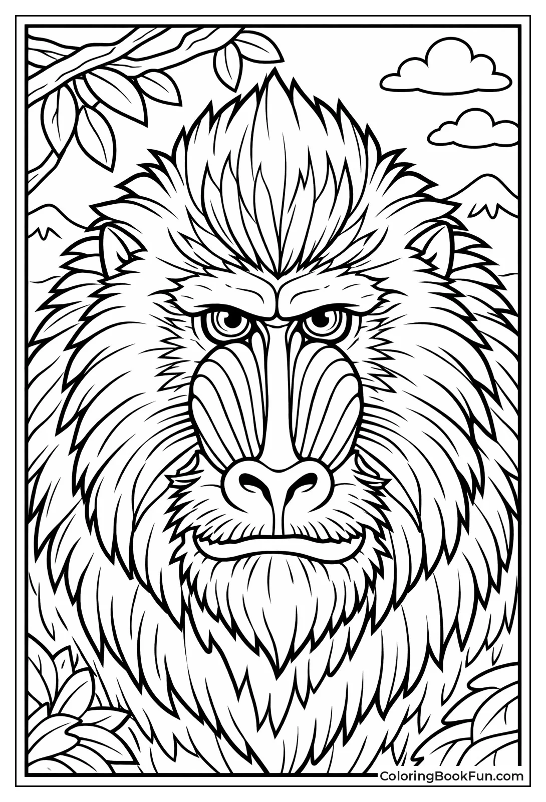 Colorful Mandrill Face Portrait