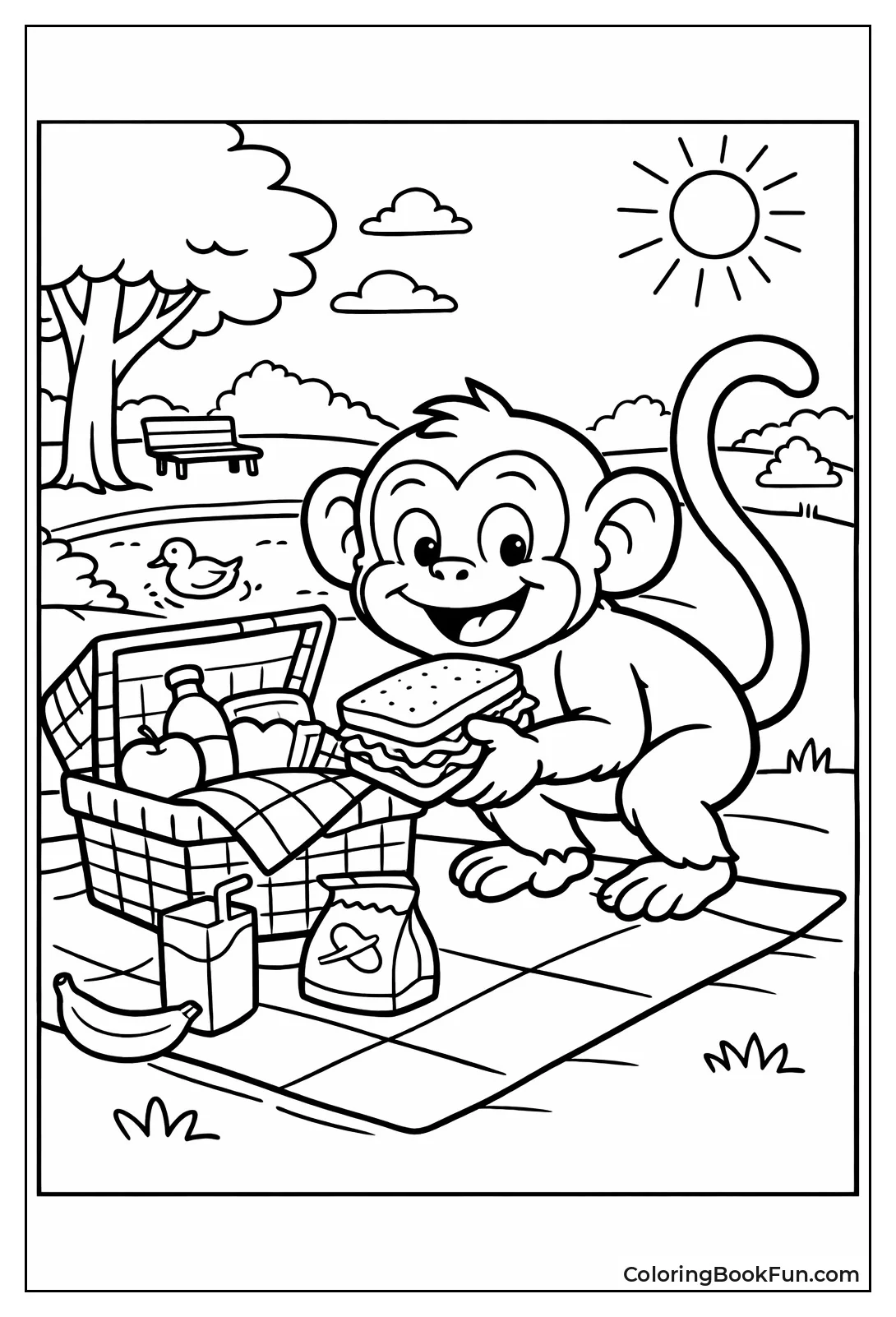 Monkey Grabs Picnic Sandwich