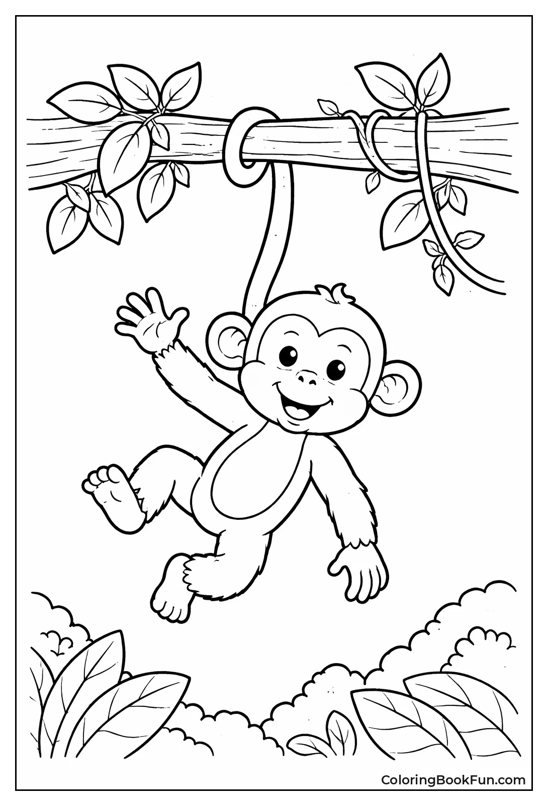 Monkey Hangs Upside Down