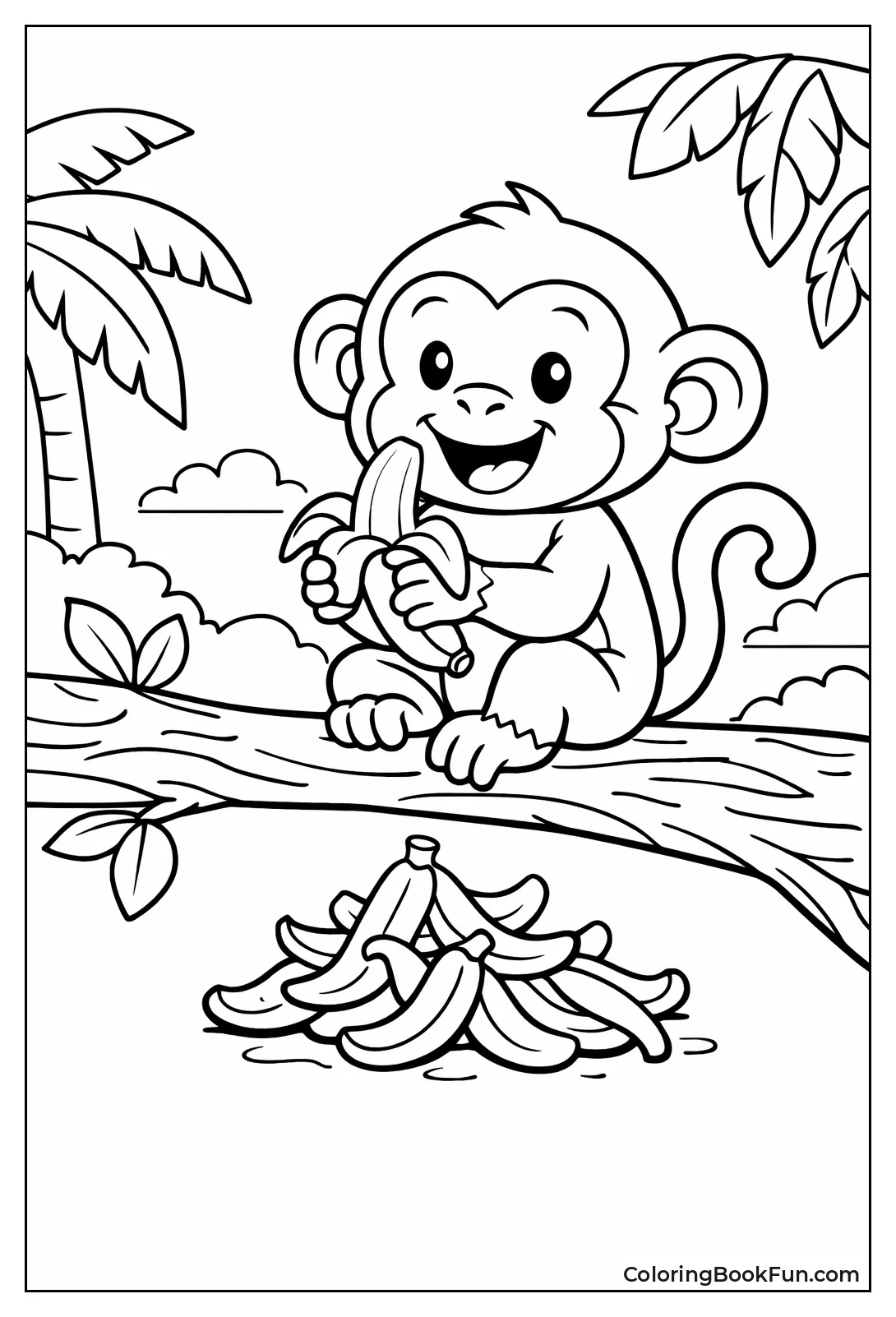 Monkey Peeling Banana Happily