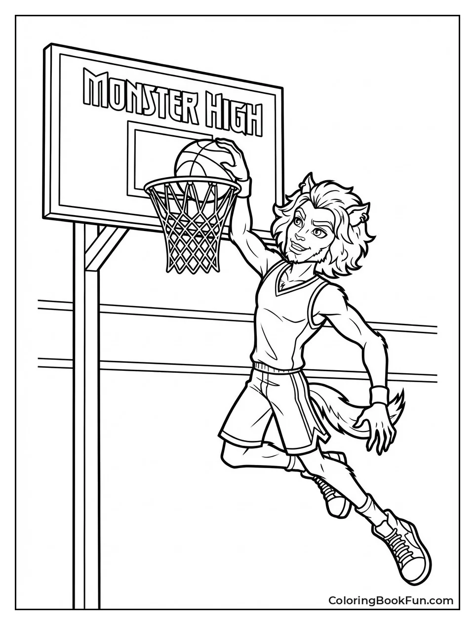 Clawd Wolf Dunks Basketball