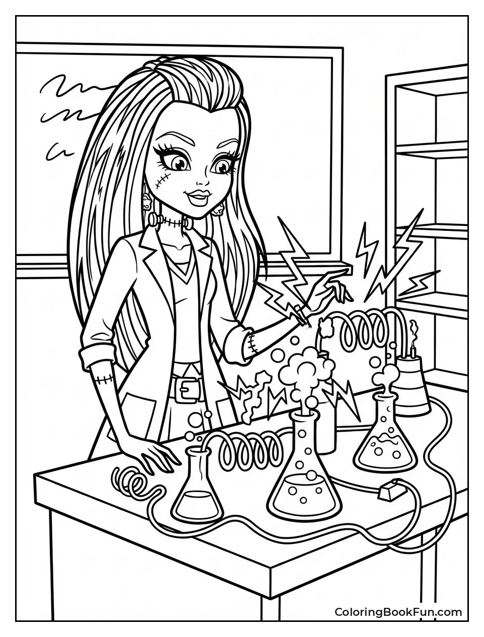 Frankie Mixes Bubbling Beakers