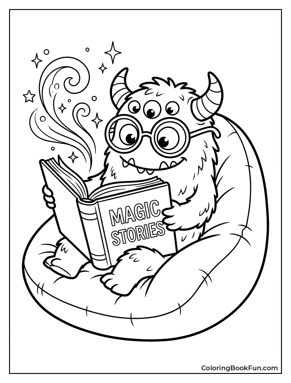 Monster Reads Sparkly Book