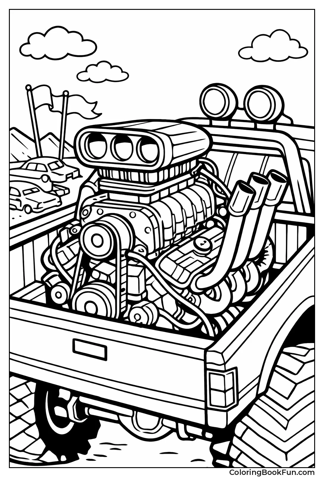 Supercharged V8 Engine Detail