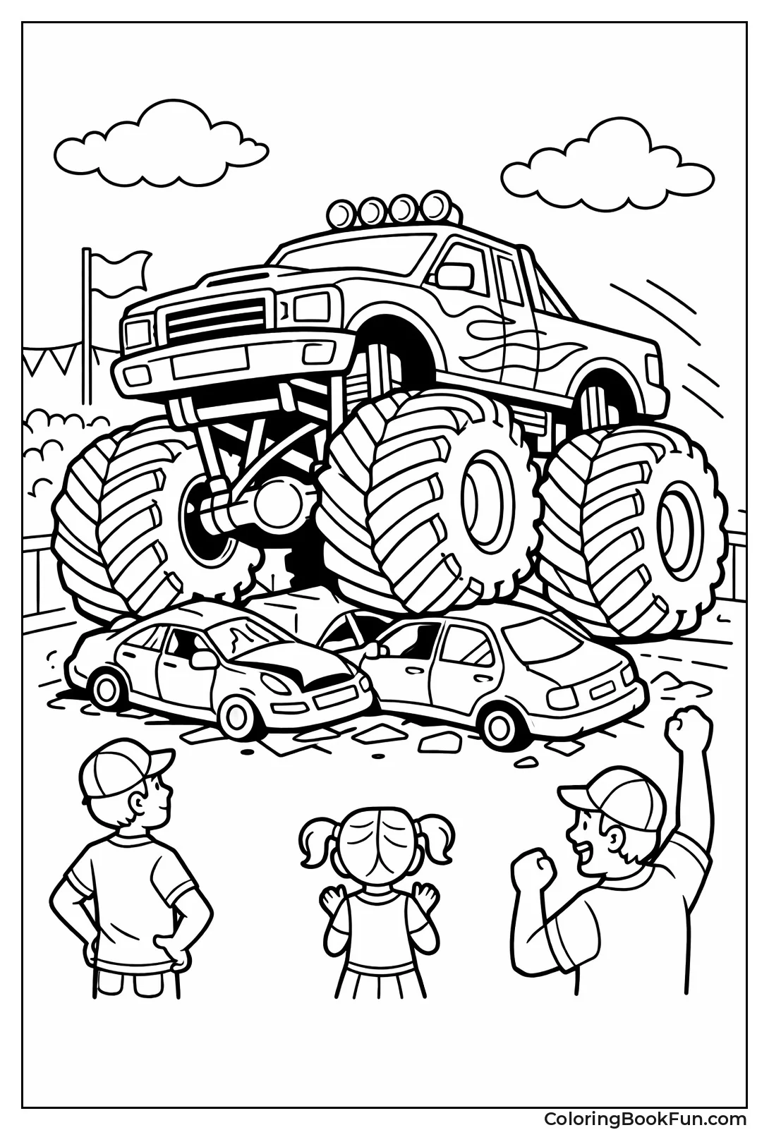 Truck Towers over Cars