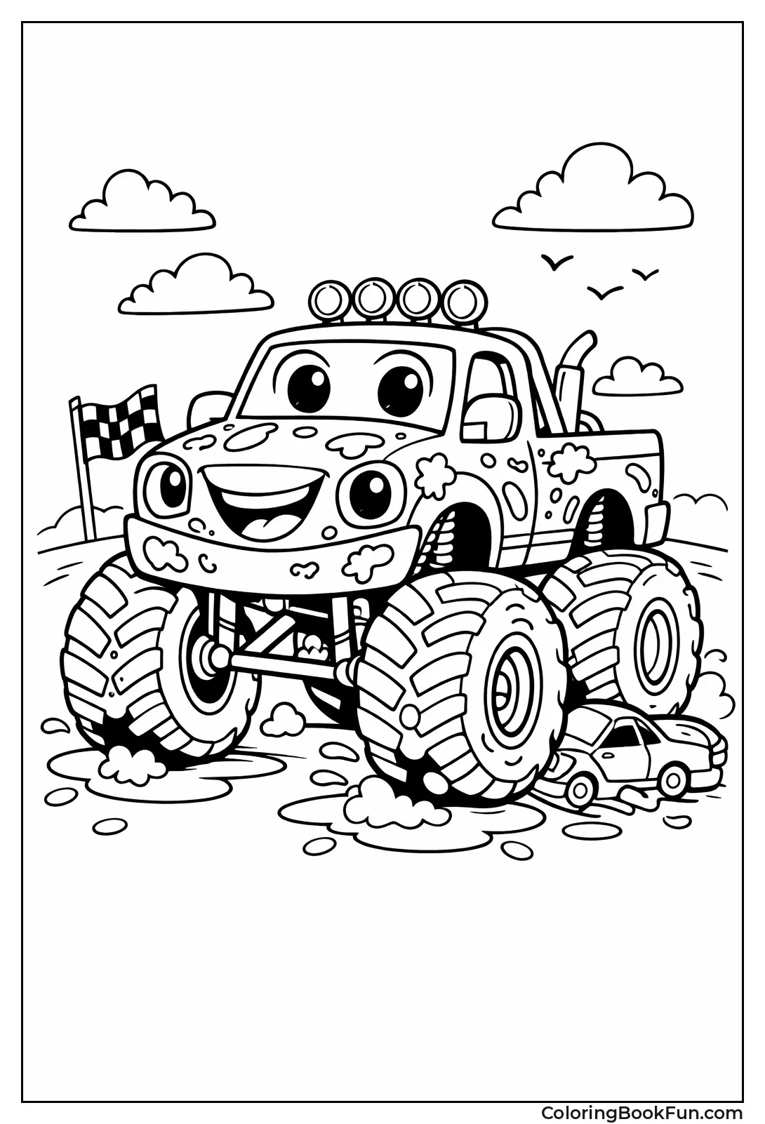 Smiling Muddy Monster Truck