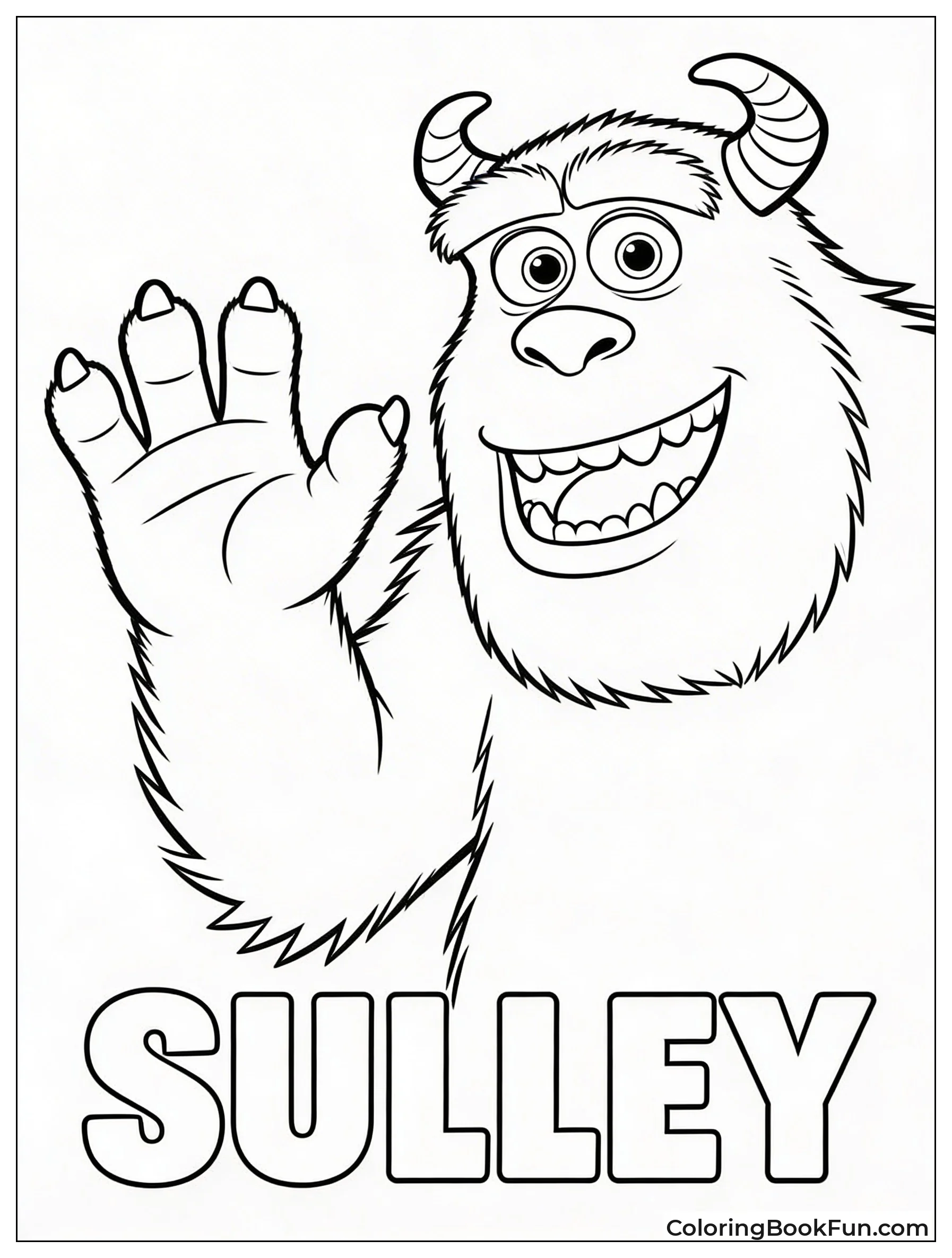 Smiling Sulley Waves Paw