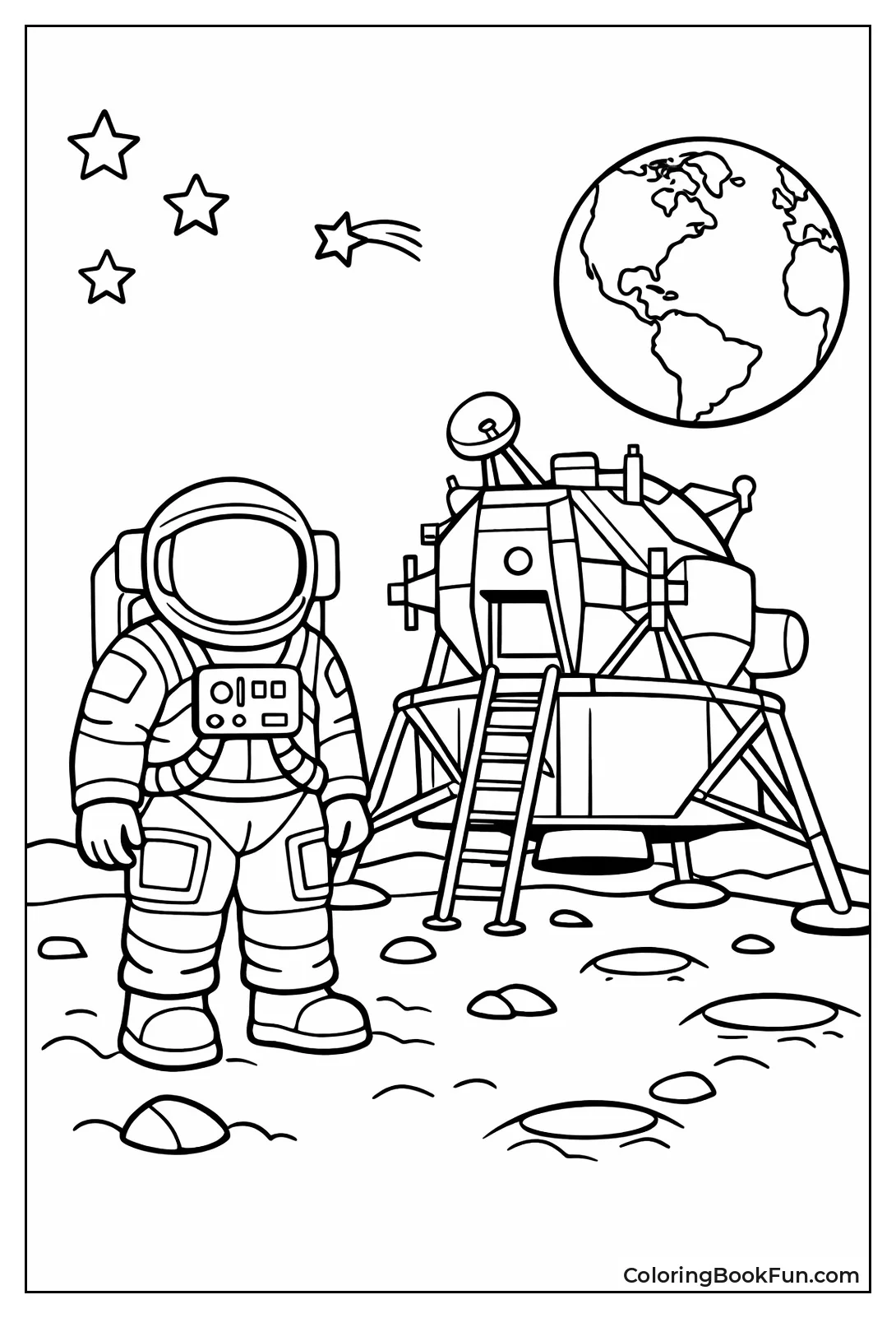 Astronaut Walks on Moon Surface