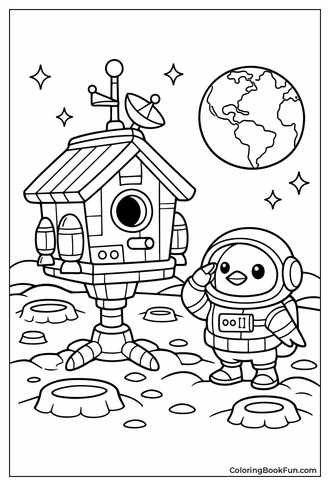 Moon Birdhouse Astronaut Lands