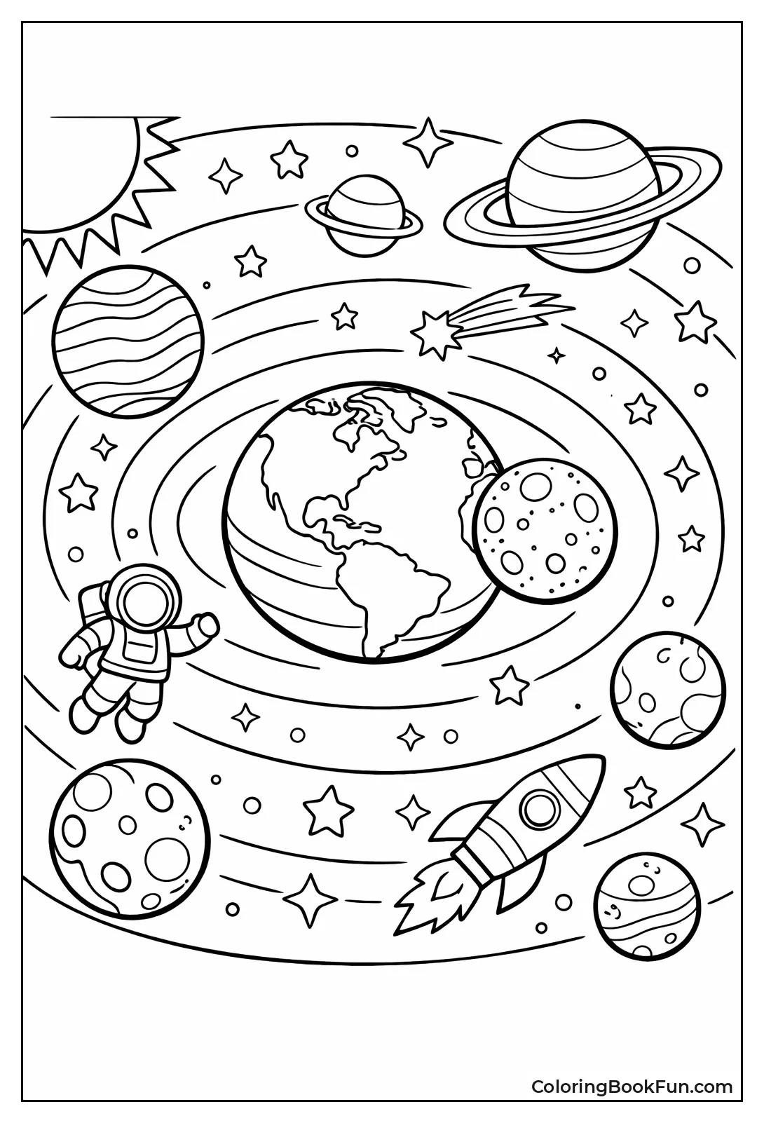 Planets Circle with Earth Moon