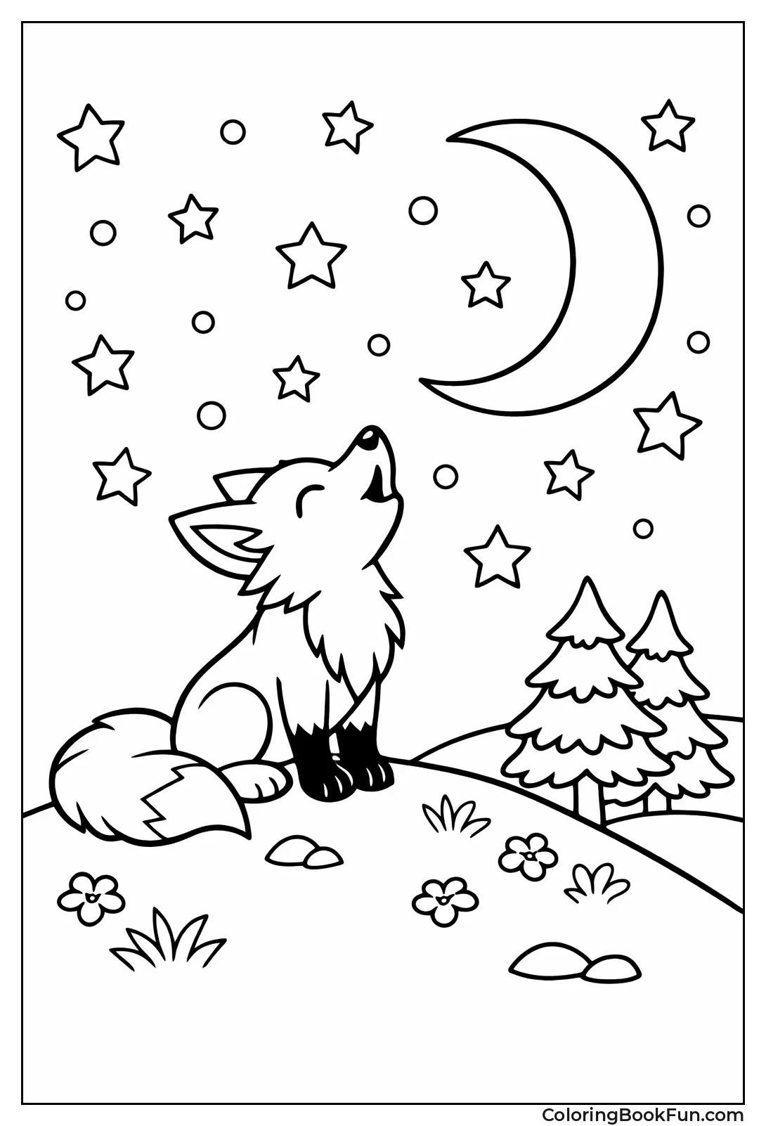 Fox Gazing at Moon