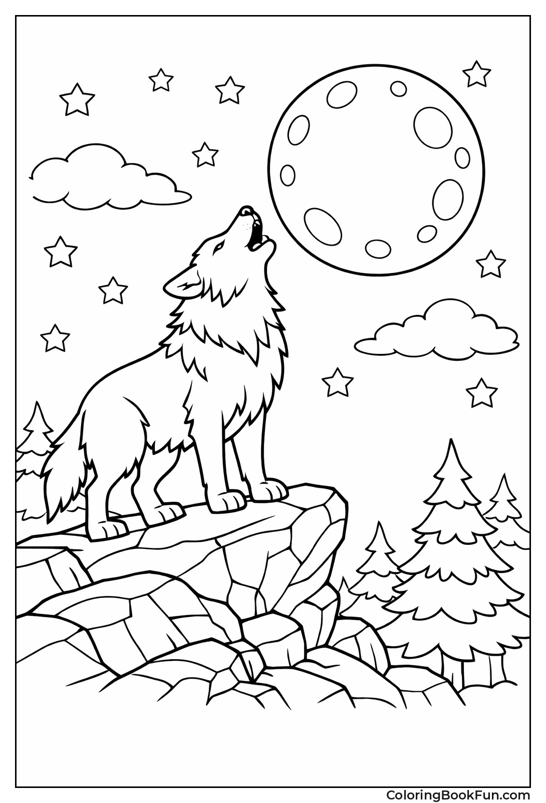 Wolf Howling atop Rock