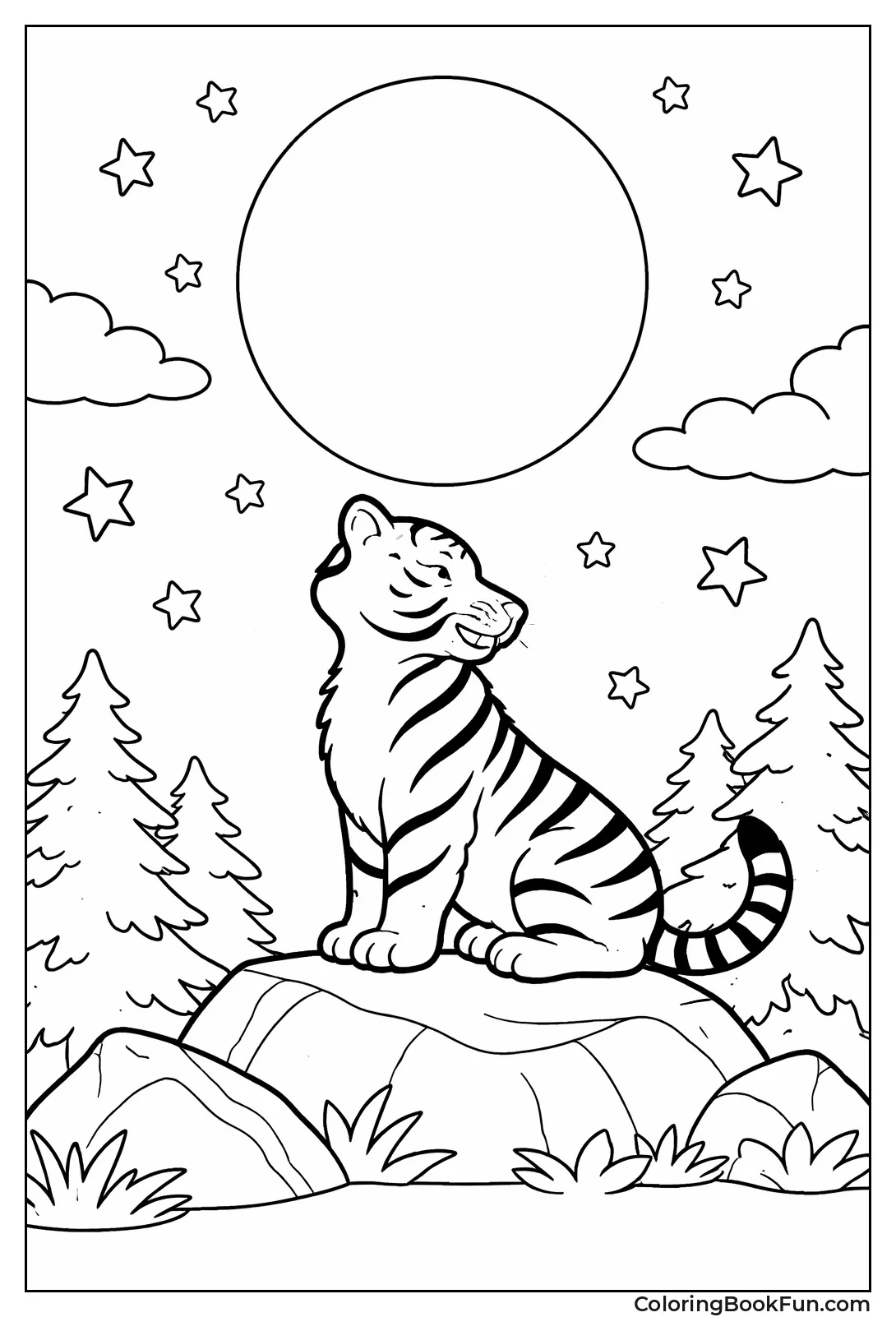 Moonlit Tiger Silhouette