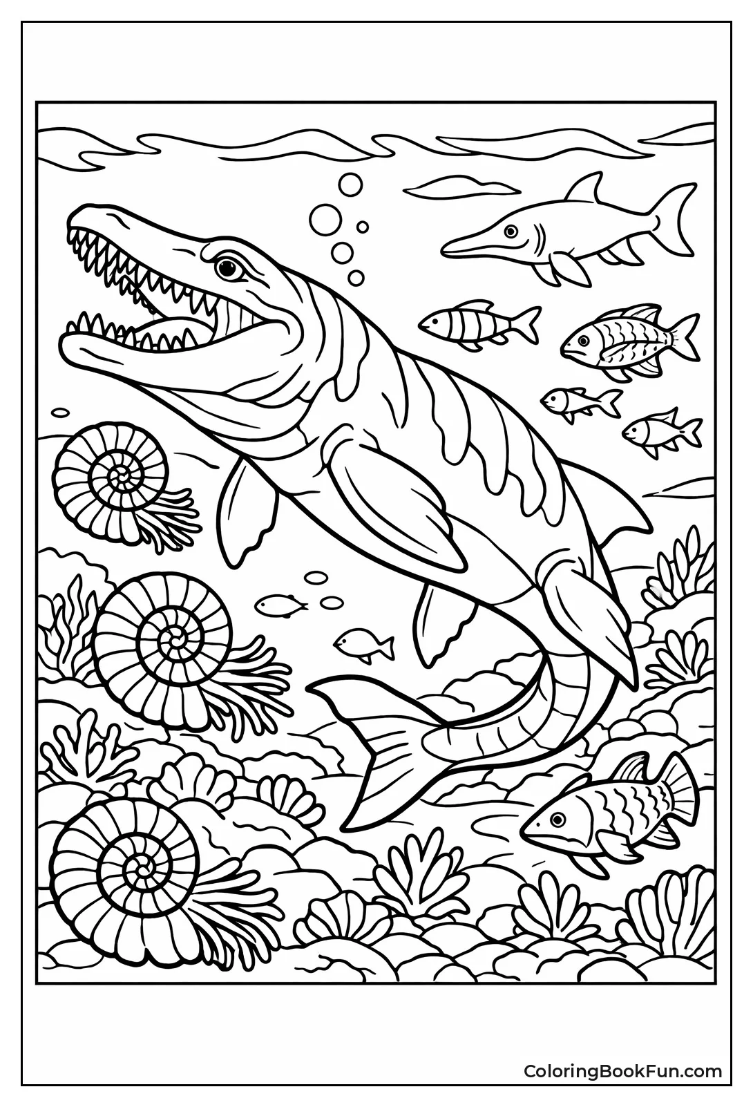 Mosasaurus Glides through Reef