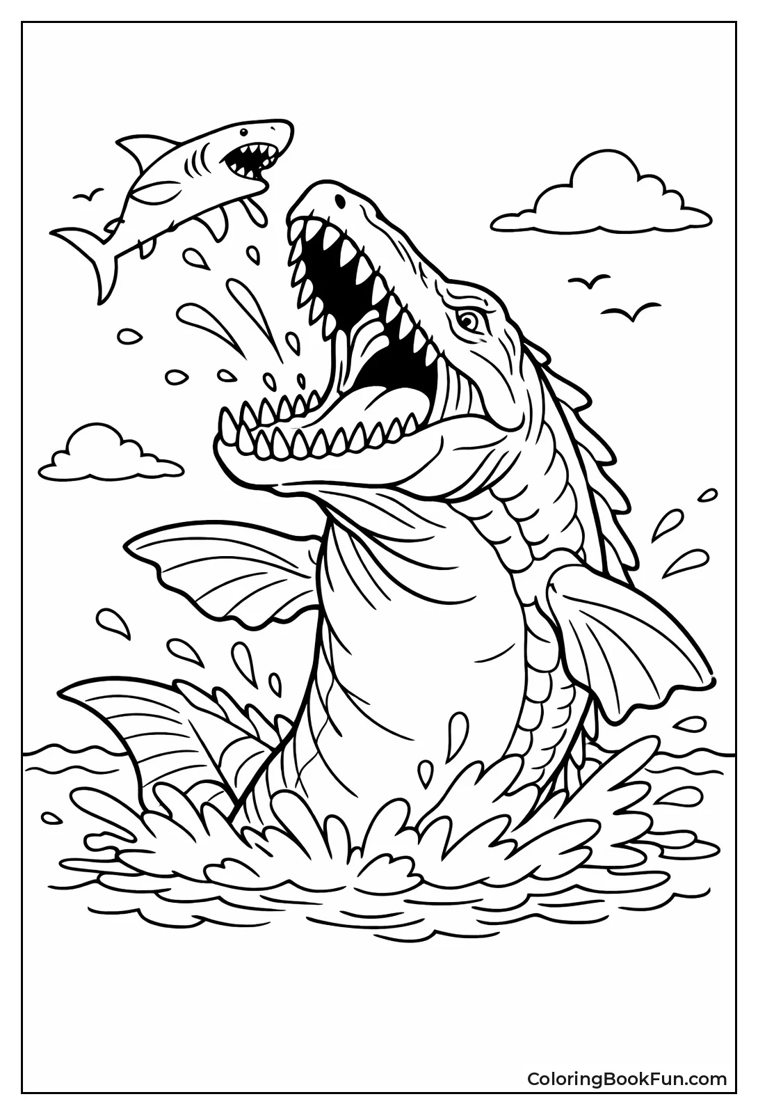 Fierce Mosasaurus Strikes at Prey