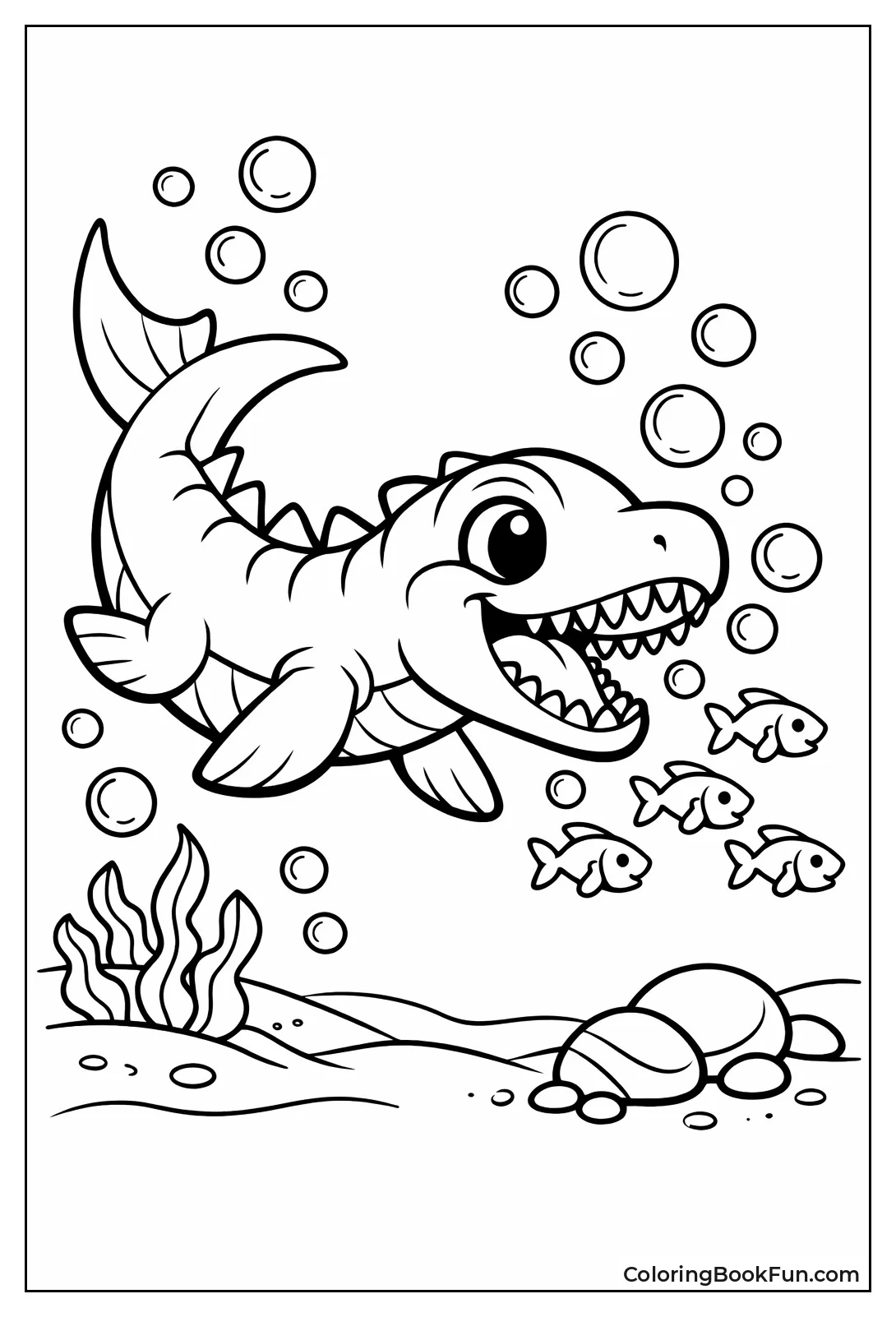 Baby Mosasaurus Chases Fish