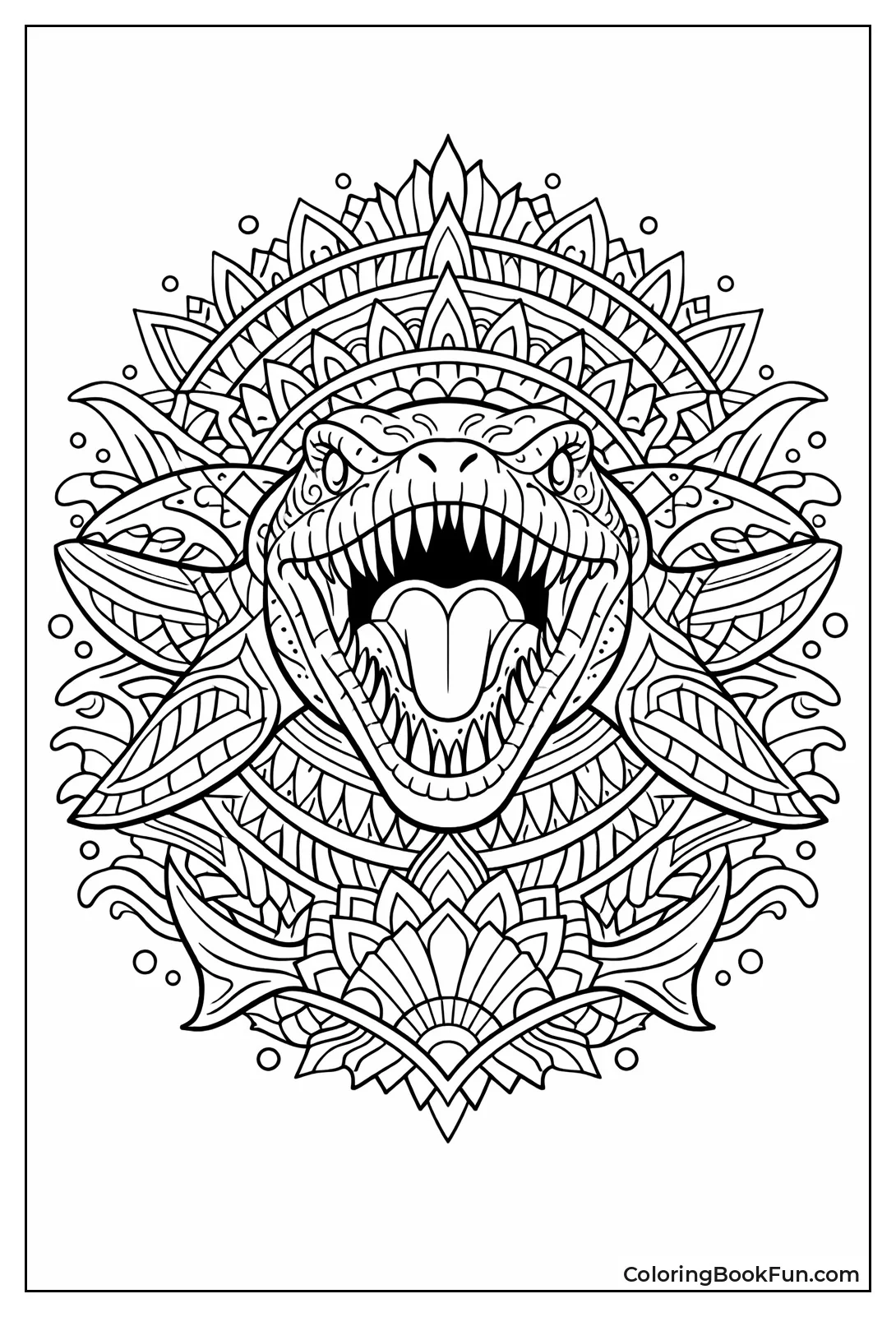 Symmetrical Mosasaurus Mandala Pattern