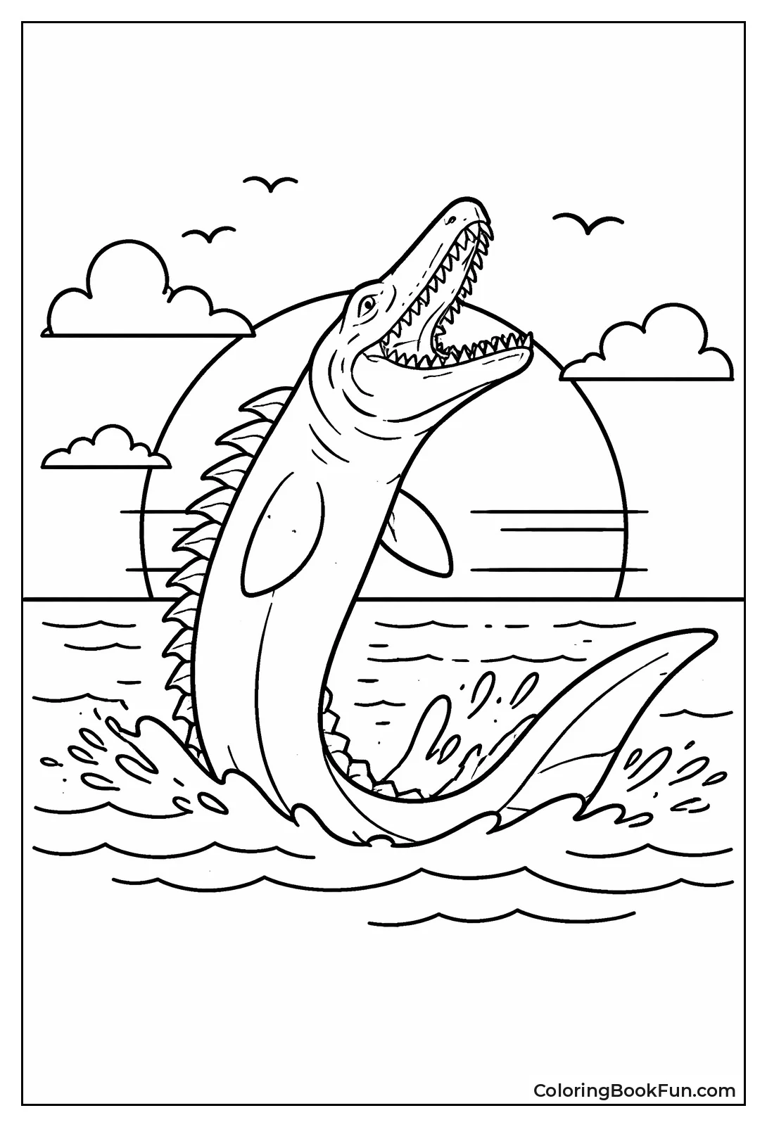 Mosasaurus Silhouette at Sunset