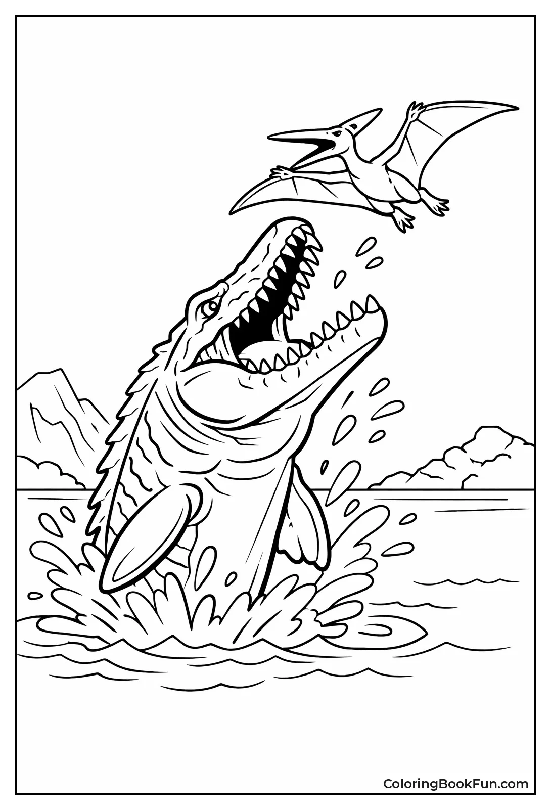 Mosasaurus Catches Flying Pterosaur