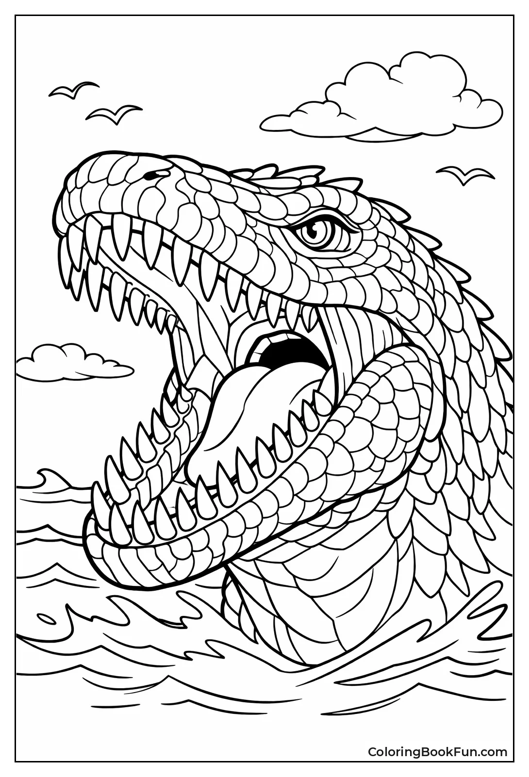 Roaring Mosasaurus Head Closeup