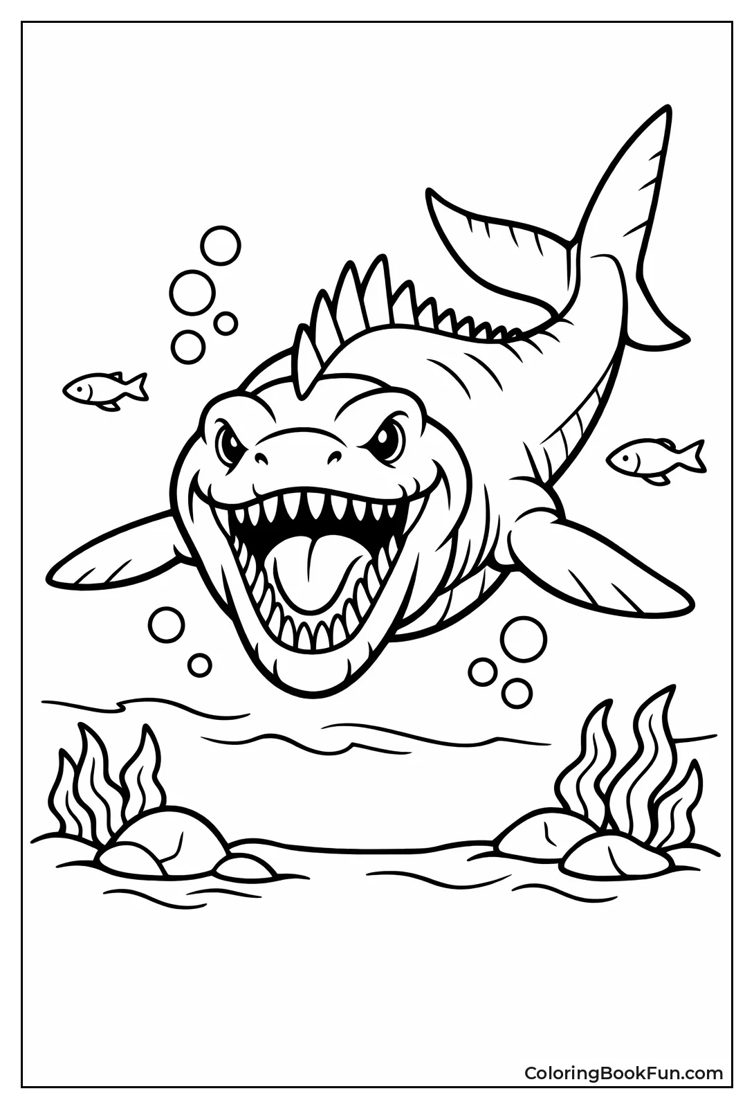 Simple Mosasaurus Swimming Outline