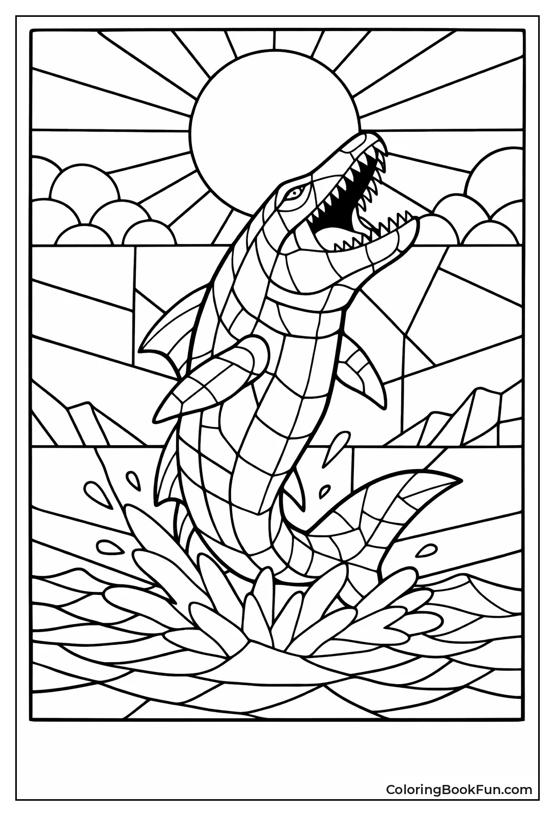 Stained Glass Mosasaurus Design