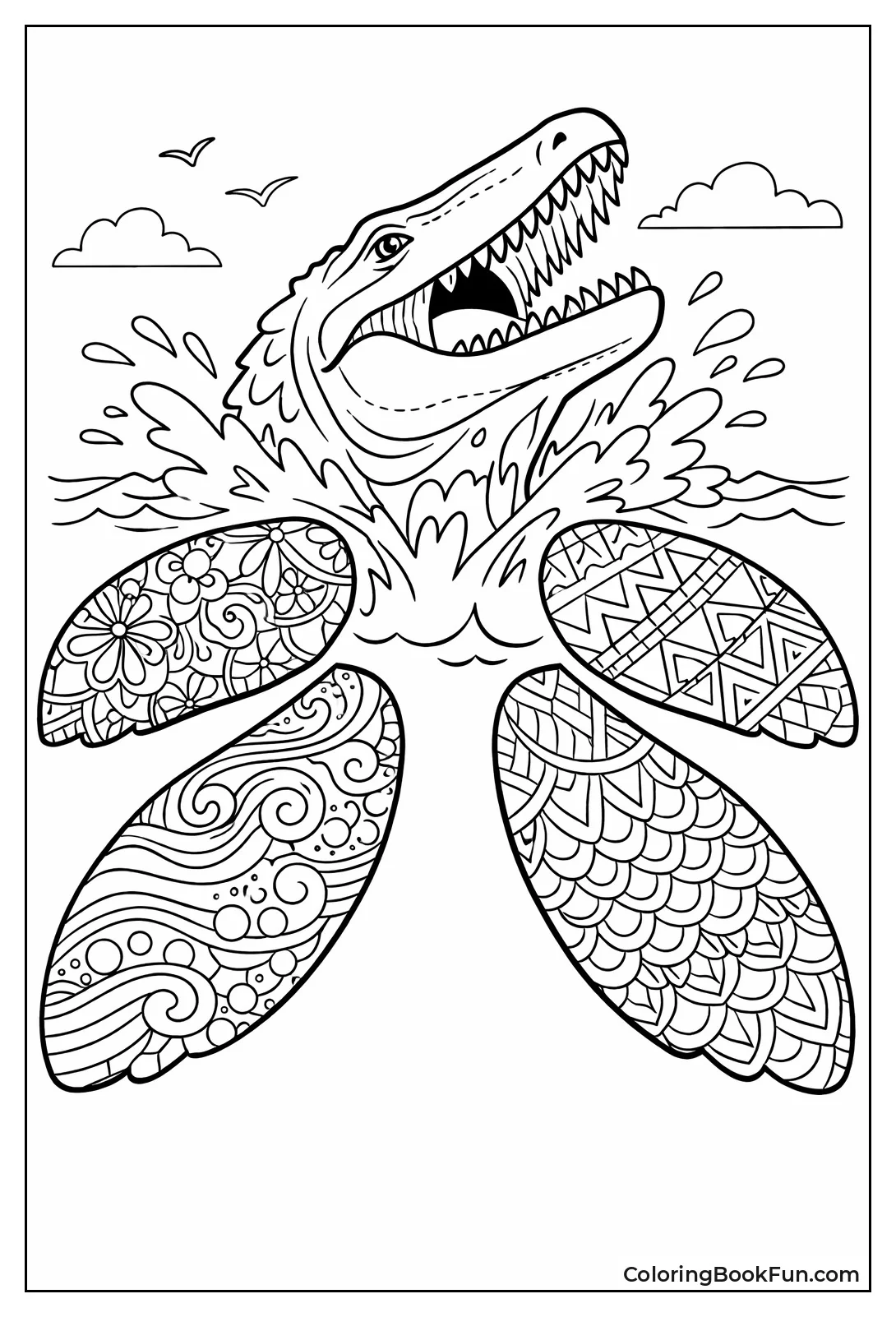 Zentangle Mosasaurus Flippers