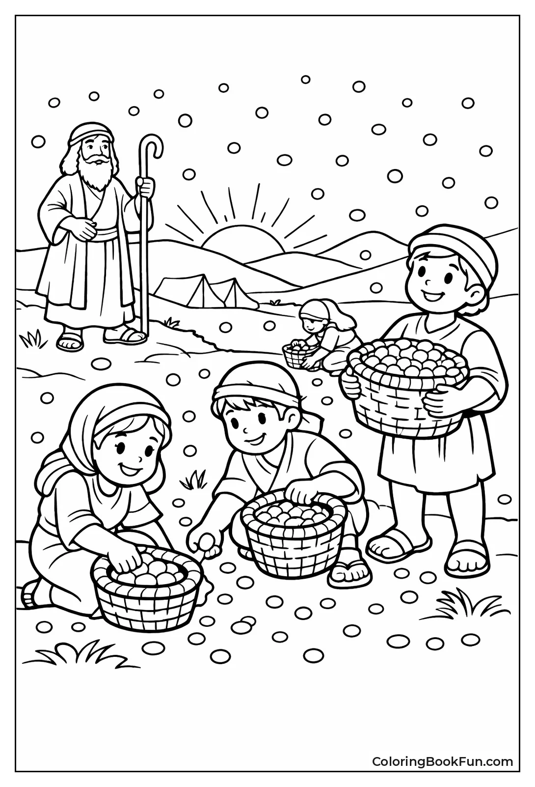 Children Gather Falling Manna