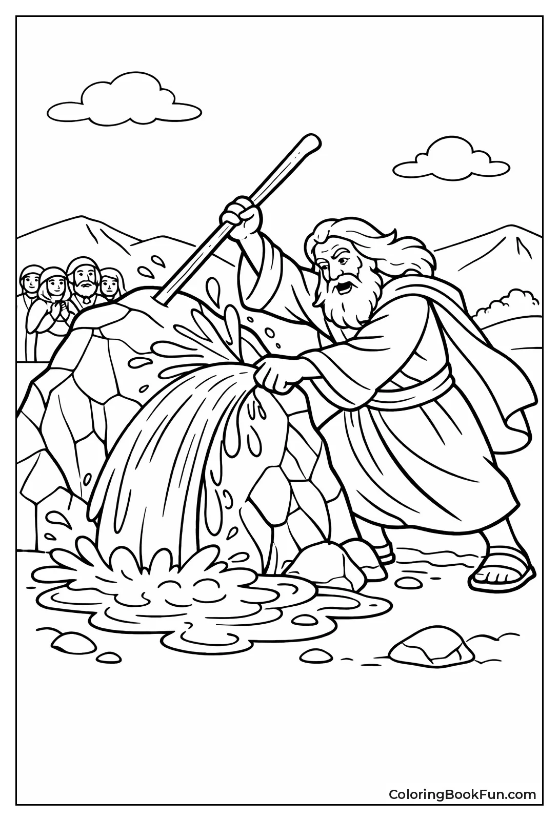 Moses Strikes Rock for Water