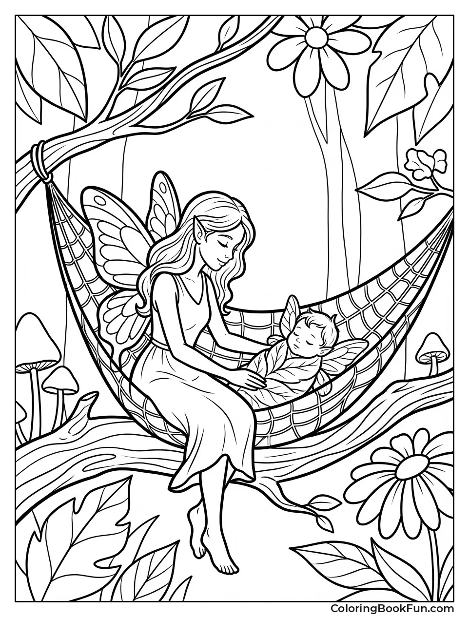 Mother Fairy Rocking Baby