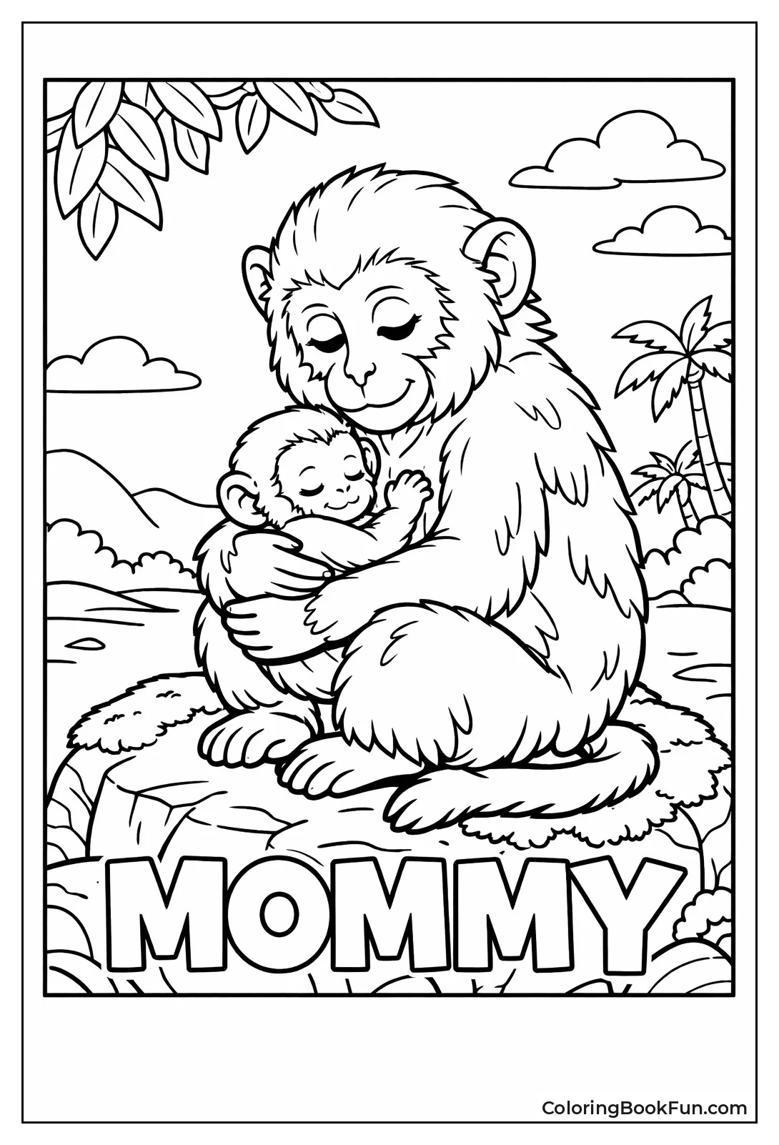 Mother Monkey Cradles Baby