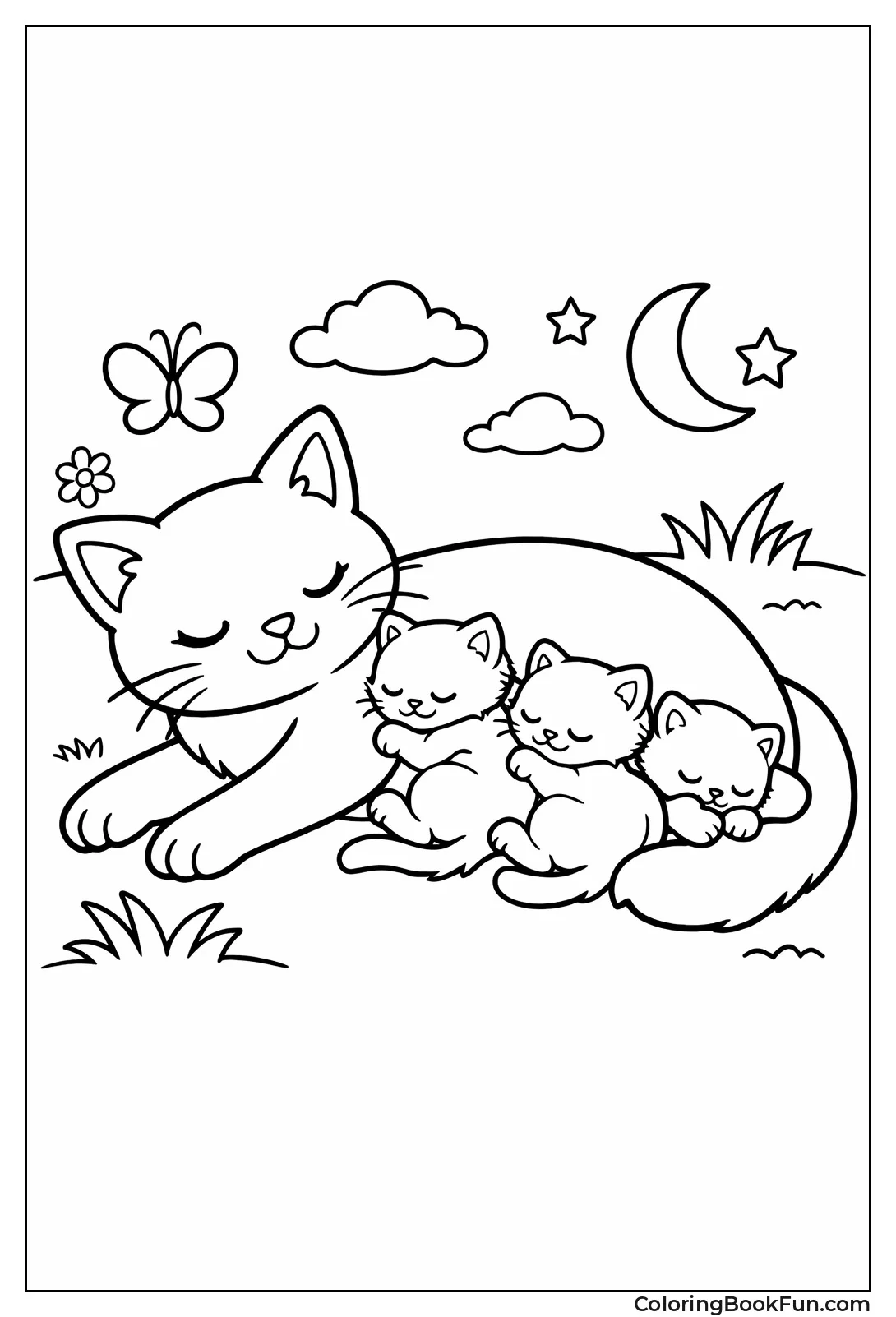 Mother Cat Nursing Kittens